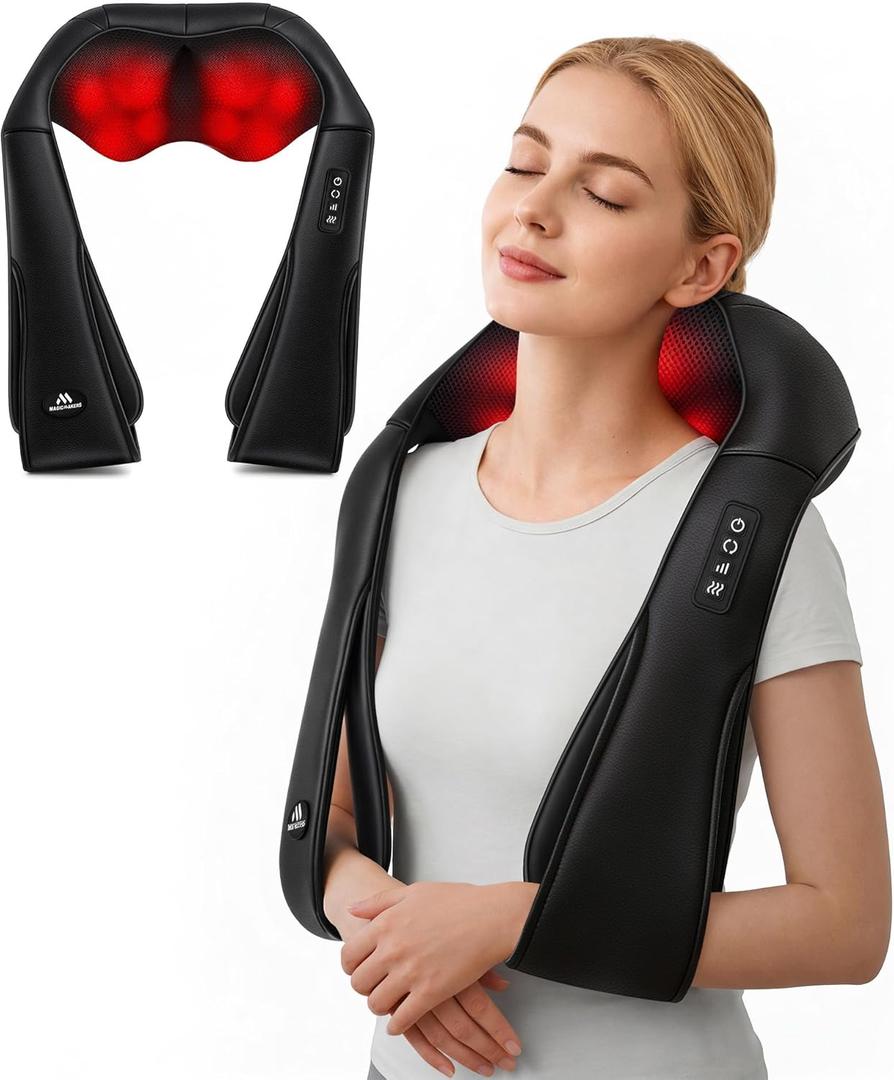 Neck Massager for Pain Relief Deep Tissue with Heat - Shiatsu Back and Shoulder Massage, Gifts for Women/Men/Dad/Mom/Her/Him/Valentine’s Day/Mothers Day/Fathers Gifts, Plug-in Use for Home Office Car