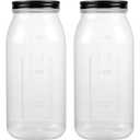64 Ounce Clear Plastic Mason Jars With Screw On Lid, Reusable Empty Jars for Food Storage, BPA Free Containers for Sealing, Dry Food, Snacks, Candies, Breakage-proof, (Black - 4 Pack)