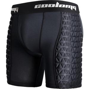 COOLOMG Men Adult Padded Baseball Sliding Shorts with Cup Pocket for Softball Football Hockey (Small, Black)