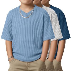 3 Pack Toddler Boys' Short Sleeve Tops, 3-Color, 2T