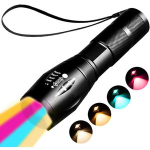 Rechargeable Amber Flashlight - 4 in 1 Sunset Lamp with Warm 1800K Light for Eye Care & Photography Fill Light - Zoom 4 Modes