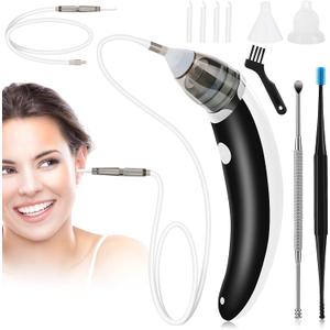 Ear Vacuum Wax Remover, Ear Wax Removal Vacuum 5 Levels Strong Suction Electric Ear Cleaner Ear Wax Remover, USB Charge Earwax Removal Kit Reusable Ear Suction Vacuum Tool for Adults Kids