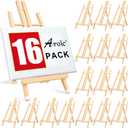 16 Pack 15 Inch Wood Easels, Easel Stand for Painting Canvases, Art, and Crafts, Tripod, Painting Party Easel, Kids Student Tabletop Easels for Painting, Portable Canvas Photo Picture Sign Holder
