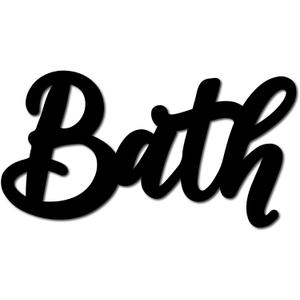 CREATCABIN Wooden Bath Sign Bathroom Decor Wood Cutout Black Letters Laser Cut Wall Art Unfinished Rustic Decorative DIY for Front Door Home Bathroom Toilet Decoration Gift 8.9 x 4.7 Inch