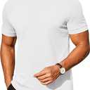 COOFANDY Mens Mock Turtleneck Shirts Casual Premium Cotton Short Sleeve Shirt 2025 Basic Half Neck T-Shirts, Size XL