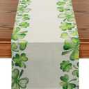 6 x St. Patrick's Day Table Runner - Shamrocks Table Runner Seasonal Spring Holiday St. Patrick's Day Party Kitchen Dining Table Decor 13 x 72 Inch