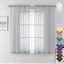 Lecloud Light Grey Sheer Curtains 63 Inch Length 2 Panels, Light Filtering Solid Voile Living Room Silver Gray Curtain & Panel, Dual Rod Pockets Gauzy Window Kitchen Bedroom Drapes, 40X63 Inches