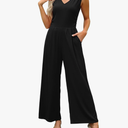 BMJL Womens Dressy Jumpsuits Sleeveless Wide Leg Pants Romper Casual V Neck One Piece Outfit with Pockets 2024, Size XXL