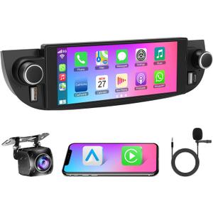 8Core 4+64GB Car Radio for Fiat 500 2007-2015 with Wireless Carplay&Android Auto, Android 15 Touchscreen Fiat Stereo with Voice Control Bluetooth 5.2 FM DSP WiFi EQ Backup Camera SWC
