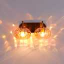 Brushed Gold Vanity Light Amber Hammered Glass Wall Sconce 2-Light Brass Wall Lamp for Hallway Living Room Stairwell Bathroom Over Mirror