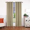 Superior Linen Textured Blackout Curtain Set of 2, Thermal Insulated Panel Pair with Grommet Top Header, Classic Natural Look Room Darkening Drapes, Cream, 52x84 each (Frosted Almond)