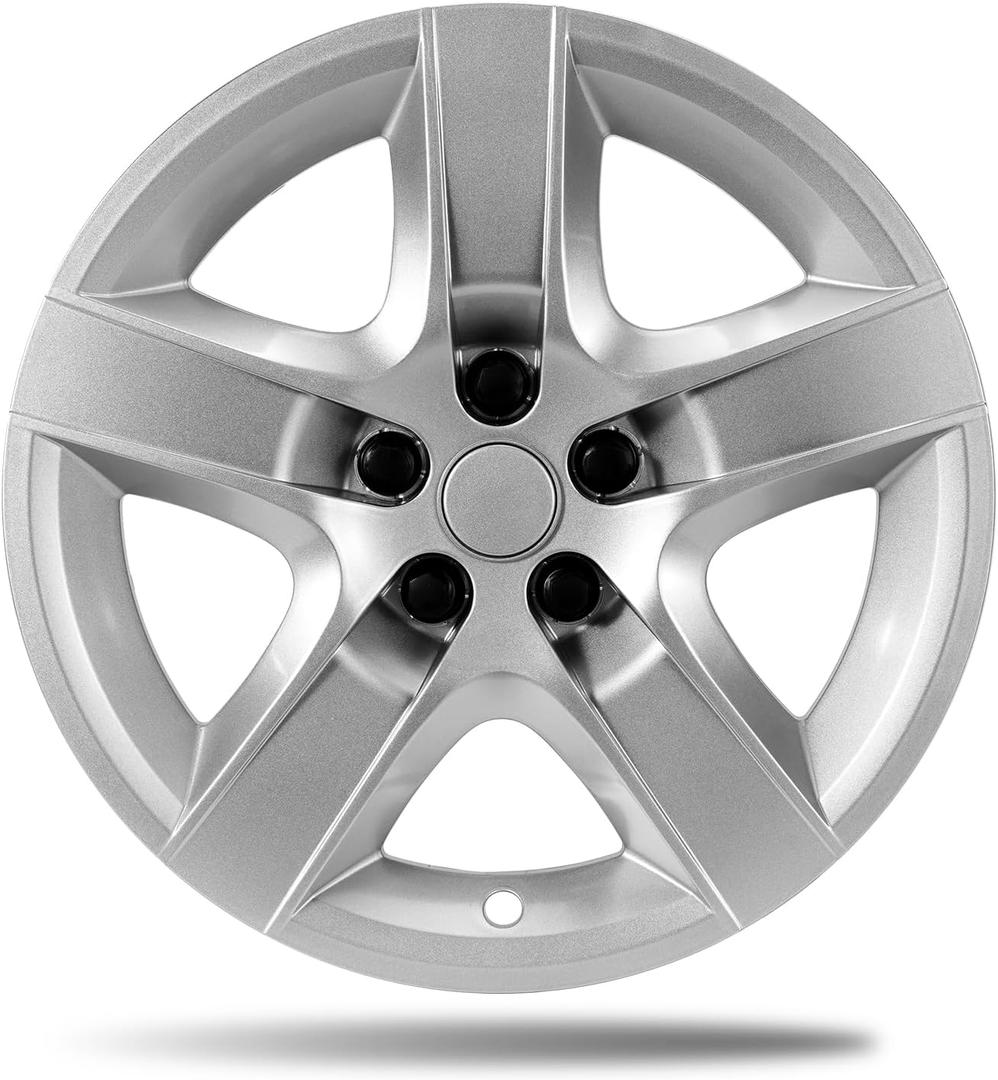 17 Inch ABS Wheel Covers for 2008-2012 Chevrolet Malibu LS, Fits 17" OEM Steel Wheel #9597624, Direct Replacement #9596923 & #9596921, Gloss Silver Hubcaps 4-Pack