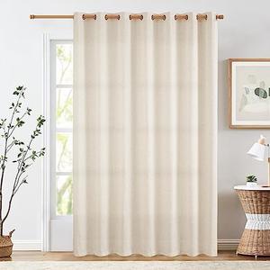 jinchan Linen Blend Semi Sheer Curtains 16x16Inch Beige Extra Wide for Bedroom Curtains Light Weight Soft Window Grommet Drapes 1-Panel Set