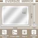 ROLOVE Vanity Mirror with Lights, 32" x 22" Large Lighted Vanity Mirror with Dimmable 3 Modes, LED Makeup Mirror, Touch Screen Control, USB Charging Port, Tabletop or Wall-Mounted