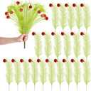 Norme 24 Pcs 18" Lime Green Curly Tree Picks Christmas Stems Picks Stems Christmas Tree Topper for Xmas Wreath, Garland, Vase Fillers, DIY Craft Decor Home Decoration(Red Ball)