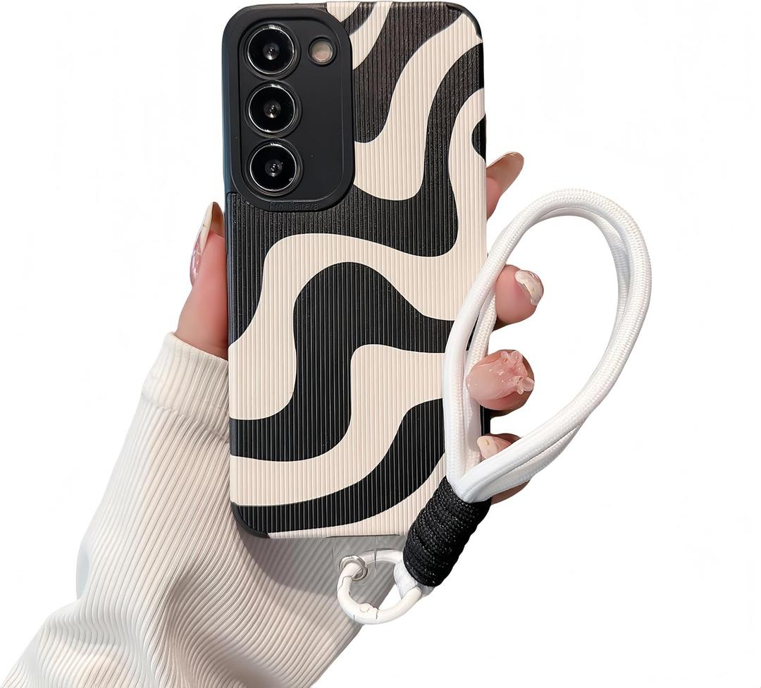 Cute Graffiti Zebra Pattern Phone Case for Samsung Galaxy S24 Ultra, Soft TPU Full Protection with Wristband, Aesthetic Anti-Fingerprint Anti-Slip Design for Women & Girls