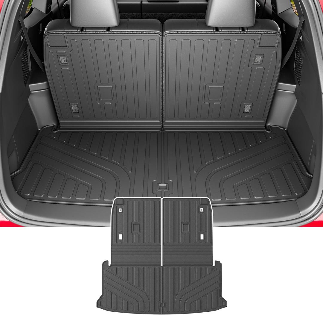 powoq 6&7 Seats Cargo Mat Compatible with 2024-2026 Lexus TX350 TX500H TX550H+ Cargo Liner Trunk Mat Backrest Mats Replacement for 2024 2025 2026 Lexus TX Accessories (Trunk Mat with Backrest Mats)