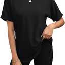 Womens Oversized T Shirts Business Casual Shirt Crewneck Short Sleeve Tops Loose Fitting Fashion Workout Tops Trendy Large