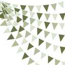 32Ft Sage Green Party Decorations Sage Gingham Banner Olive Green Buffalo Plaid Checkered Triangle Flag Pennant Fabric Garland Streamers for Birthday Baby Shower Wedding Picnic Golf Party Decorations
