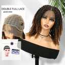 Fancy Hair Double Full Lace Knotless Braided Wig Lightweight Short Passion Twist Wig with Baby Hair for Black Women (Ombre Brown)