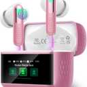 Wireless Earbuds with Touch Screen, Bluetooth 5.4 Headphones, ANC/ENC Noise Cancelling, Babypink