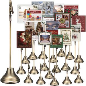 20 Pcs Table Number Holders 4/6/8/10 Inch Metal Place Card Holders with Alligator Clip Heavy Base Wedding Table Number Stand Picture Photo Clip for Banquet Party Birthday Restaurant (Bronze)