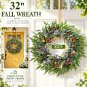 32 Inches Large Fall Wreath for Front Door, Artificial Eucalyptus Wreath