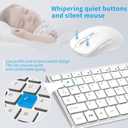 Wireless Keyboard Mouse Combo ;Compact Design with Number Pad, Rechargeable, Quiet, 2.4 GHz USB Receiver, Slim Keyboard and Ergonomic Mice Set for Windows Computer Desktop PC Laptop -Silver White