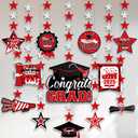 KatchOn, Glitter, Red and Black Graduate Banner - 10 Feet, Pre - Strung | Congrats Grad Banner for Nurse Graduation Decorations 2025 | Red Grad Cap Garland for 2025 Graduation Party Decorations