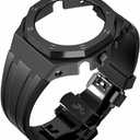 BMT GA2100 Case Band Mod Kit, Stainless Steel Case Bezel Crown Silicone Strap Replacement Accessories Compatible with Men's Watches G-Shock GA-2100/GA-2110/GA-B2100