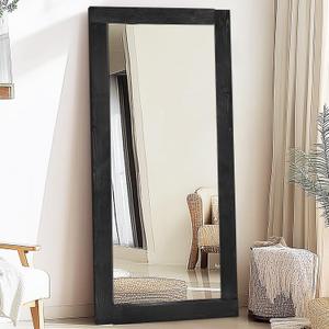 Full Length Mirror 71"x32"  Solid Wood Frame, HD Tempered Glass, Wall Mounted & Leaning, Rustic Modern Decor for Bedroom, Living Room, Entryway, Black