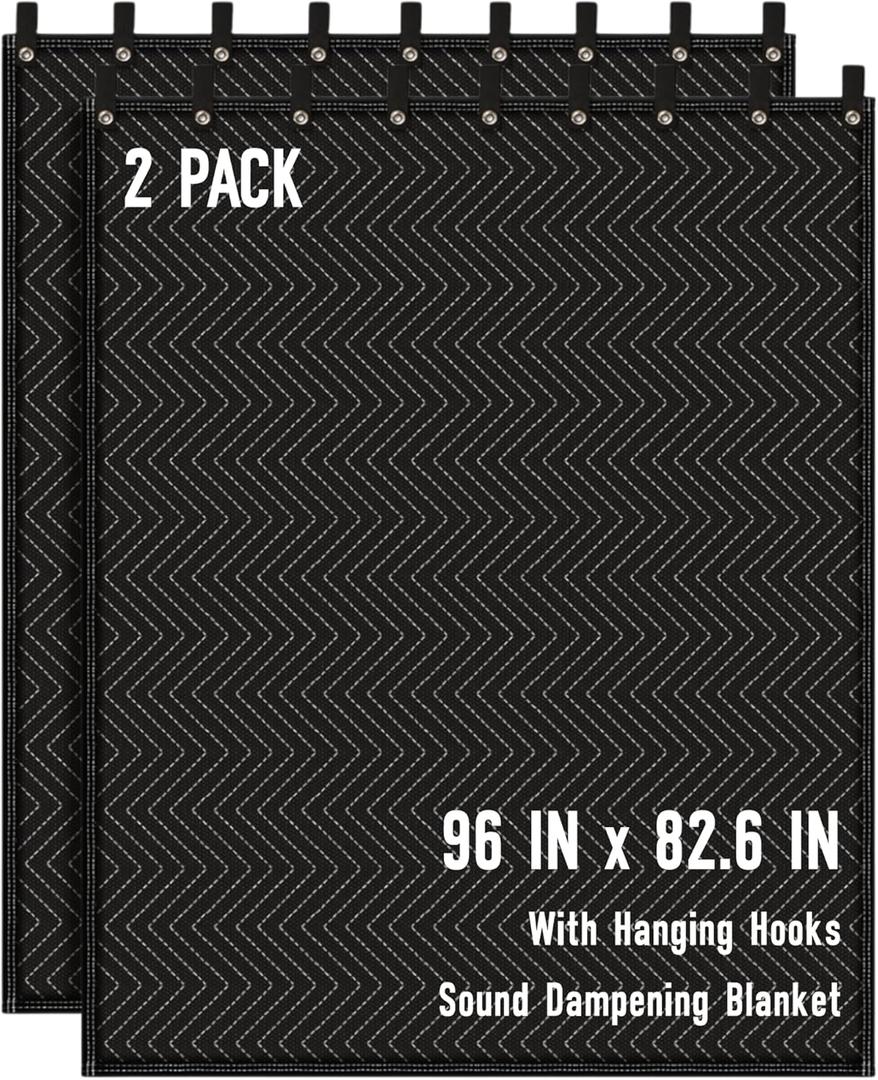 2PCS Large Sound Dampening Blanket,96" x 80" Sound Absorbing Studio Blanket,Noise Cancelling Studio Acoustic Blanket Curtain/Light Blocker/Moving Blanket
