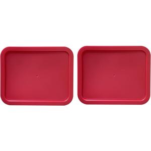 Replacement Lids fits Pyrex 11-Cup Glass Food Storage Container Bowls, (9.75 x 8-Inch) Plastic Rectangle Lids Covers for Pyrex 7212-PC, Airtight & Leakproof (2-Pack, Red)