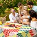Ganeen 6 Pcs Gingham Checkered Tablecloth Camp Bachelorette Party Decorations Supplies 84 Inch Plastic Round Table Covers Gingham Checkered Tablecloth for Birthday Picnic Bridal Baby Shower Outdoor (Multi Color)