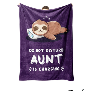 Funny Gifts for Aunt, Aunt is Charging Sloth Blanket, Auntie Birthday Gifts, Present for Aunts from Niece Nephew Christmas Mothers Day, Super Soft Throws Blanket for Auntie 60" x 50"