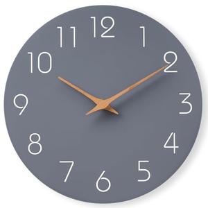 Mosewa Wall Clock 8 Inch Gray Battery Operated Silent Non Ticking Simple Modern Clock Decorative for Bedroom Living Room Kitchen Home Bathroom Office