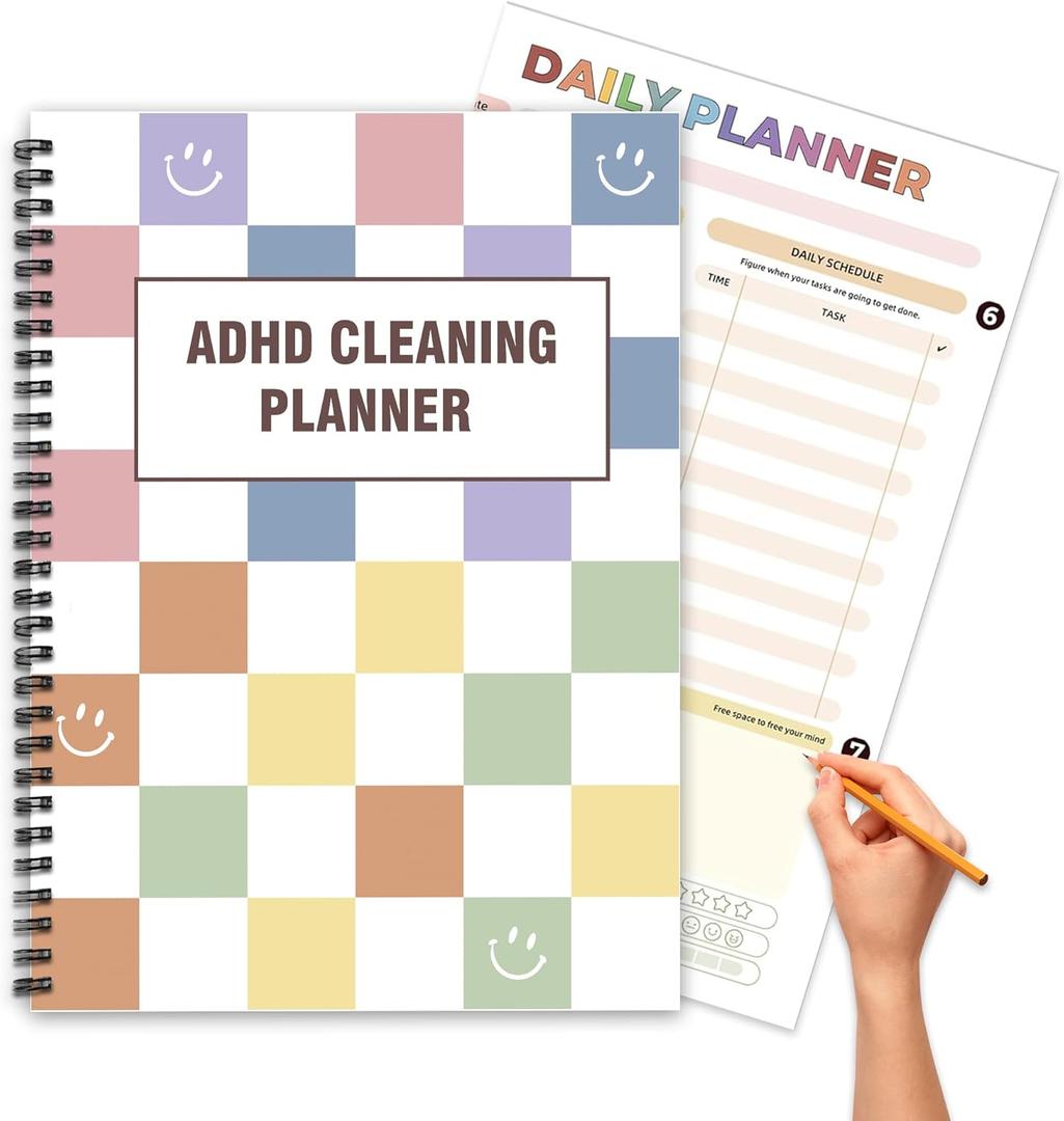 ADHD Cleaning Planner for Adults, Fully Customizable Daily, Weekly, Monthly & Yearly Home Chore Checklists, Stress-Free Household Management System with Visual Task Tracking A5