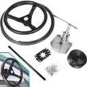 Yoursme Boats Steering System, 15 Feet Cable Outboard Steering Kit with 13.5" Steering Wheel & 3/4'' Standard Tapered Shaft for Yachts, Fishing Boats and Other Watercraft