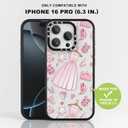 for iPhone 16 Pro Case, TPU+PC Premium Painted Shockproof Phone Case, Superior Shock Absorption, Military-Grade Drop Protection, Dreamy Pink Princess Dress Design Phone Case