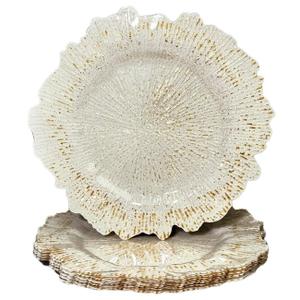 White Charger Plates,13 Inch Reef Plastic Chargers for Dinner Plate, 6 Pack