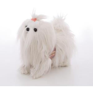 CU-MATE 11 Inch- Shih Tzu Puppy Toys Dog -White Longhaired Pomeranian Plush Stuffed Animal Realistic Dog Plush Toy Pet Present Gift