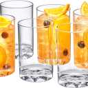 Amazing Abby - Liberty - 8-Ounce Plastic Tumblers (Set of 6), Drinking Glasses, Reusable Cups, BPA-Free, Shatter-Proof, Dishwasher-Safe (Made of Acrylic, NOT Glass)