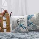 Coastal Beach Pillow Covers 18x18, Beachy Room Decor Aesthetic, Ocean Coral Seashell Starfish Nautical Decorative Throw Pillows Case for Home Room Office Decor, Set of 2