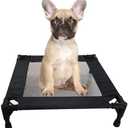 Pozico Elevated Pet Bed with Breathable Mesh for Small Cat and Dog, Raised Cooling Pet Cot for Puppy and Kitty, 18.9x18.9 inch (Black Bed)