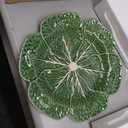 Le Jardin Cabbage 3D 13" ROUND PLATTER – Sculpted Green Stoneware Leaf Platter – Heirloom-Inspired Serveware for Spring & Summer Seasonal Dining and Entertaining, Large