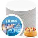 JCD 70 Packs Cake Trays, 8inch Round Cake Board, Waxed Greaseproof Finish Cake Base,Sturdy Corrugated Cake Board,Thinner But Stronger-White (White, 8inch/70Pcs)