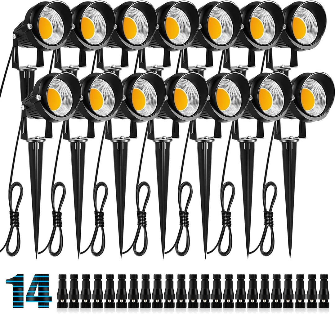 ZUCKEO 10W Low Voltage Landscape Lights LED Landscape Lighting with Connectors, 12V Outdoor Spotlights Yard Garden Pathway Lights, 1000LM Waterproof Warm White Light (14 Pack) ZUCKEO 10W Low Voltage Landscape Lights LED Landscape Lighting with Connectors, 12V Outdoor Spotlights Yard Garden Pathway Lights, 1000LM Waterproof Warm White Light (14 Pack)