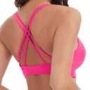 Annbon Women Triangle Bikini Top - Padded Sports Bra Swimsuit, Built-in Bra, Adjustable Straps, Ideal for Swimming, Beach, and Pool Activities, HotPink, M (Pink, M)