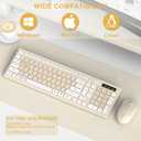 Wireless Keyboard and Mouse Combo, Full-Sized Wireless Keyboard and Adjustable DPI Mouse, 2.4GHz USB Receiver, Keyboard and Mouse for PC, Windows, Desktop, Laptop (Latte Color)