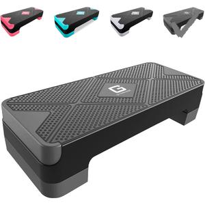 GYMMAGE Adjustable Workout Aerobic Stepper, Aerobic Exercise Step Platform with 2 Risers, Exercise Step Deck for Fitness, 26.5" Trainer Stepper with Non-Slip Surface Home Gym & Extra Risers Options